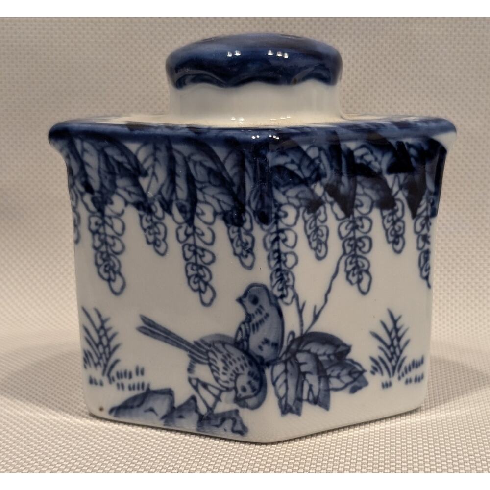 Bombay Blue & White Birds China Leaf Tray Salt & Pepper Shakers Sugar Bowl Spoon - Picture 6 of 16